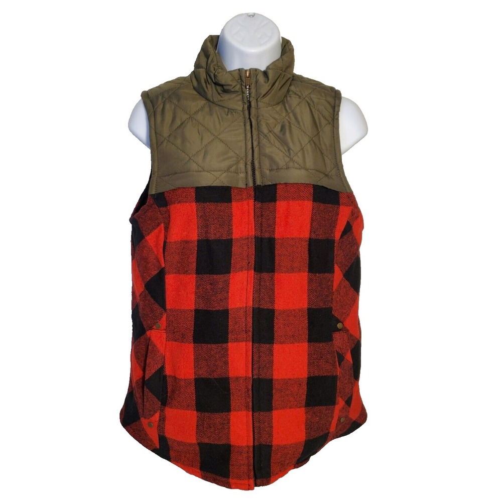 Maurices Red‎ Buffalo Plaid Women's Small Vest NWT